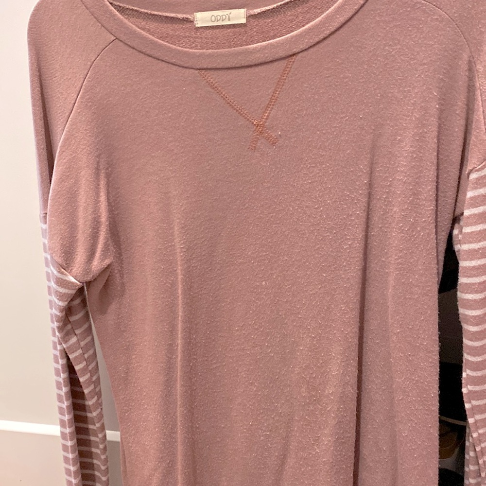 Pink stripped top size medium